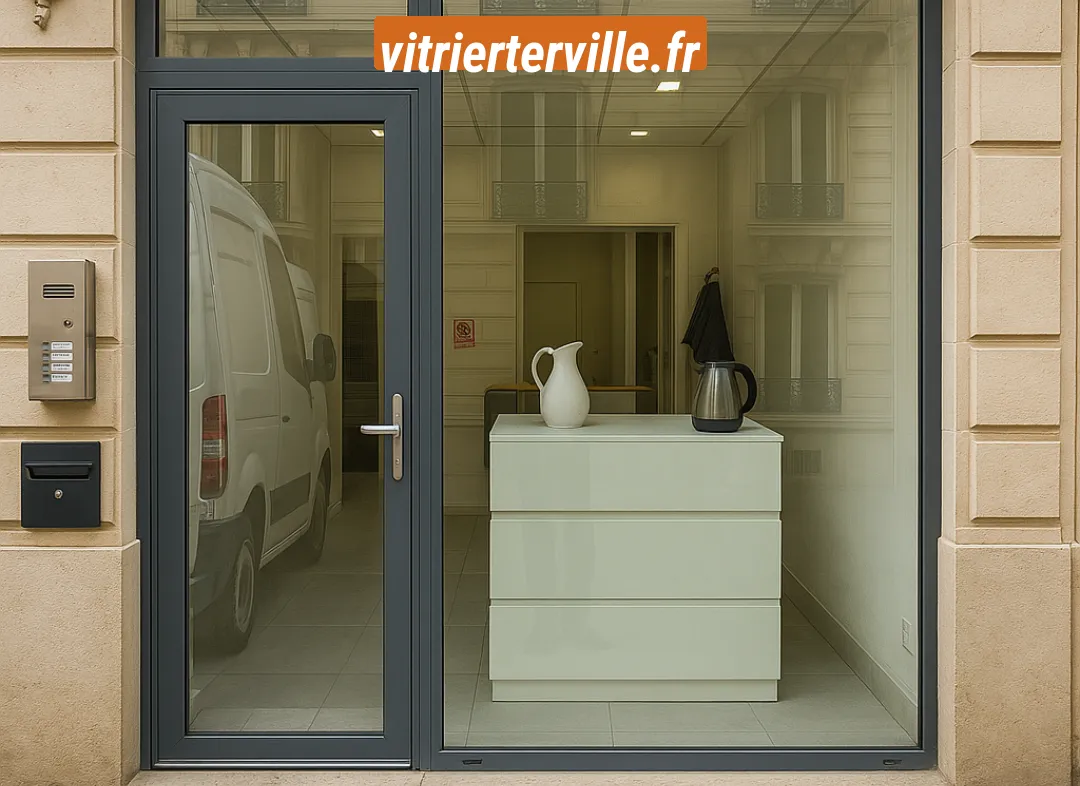 Façade vitrine de magasin en aluminium sur mesure à Terville
